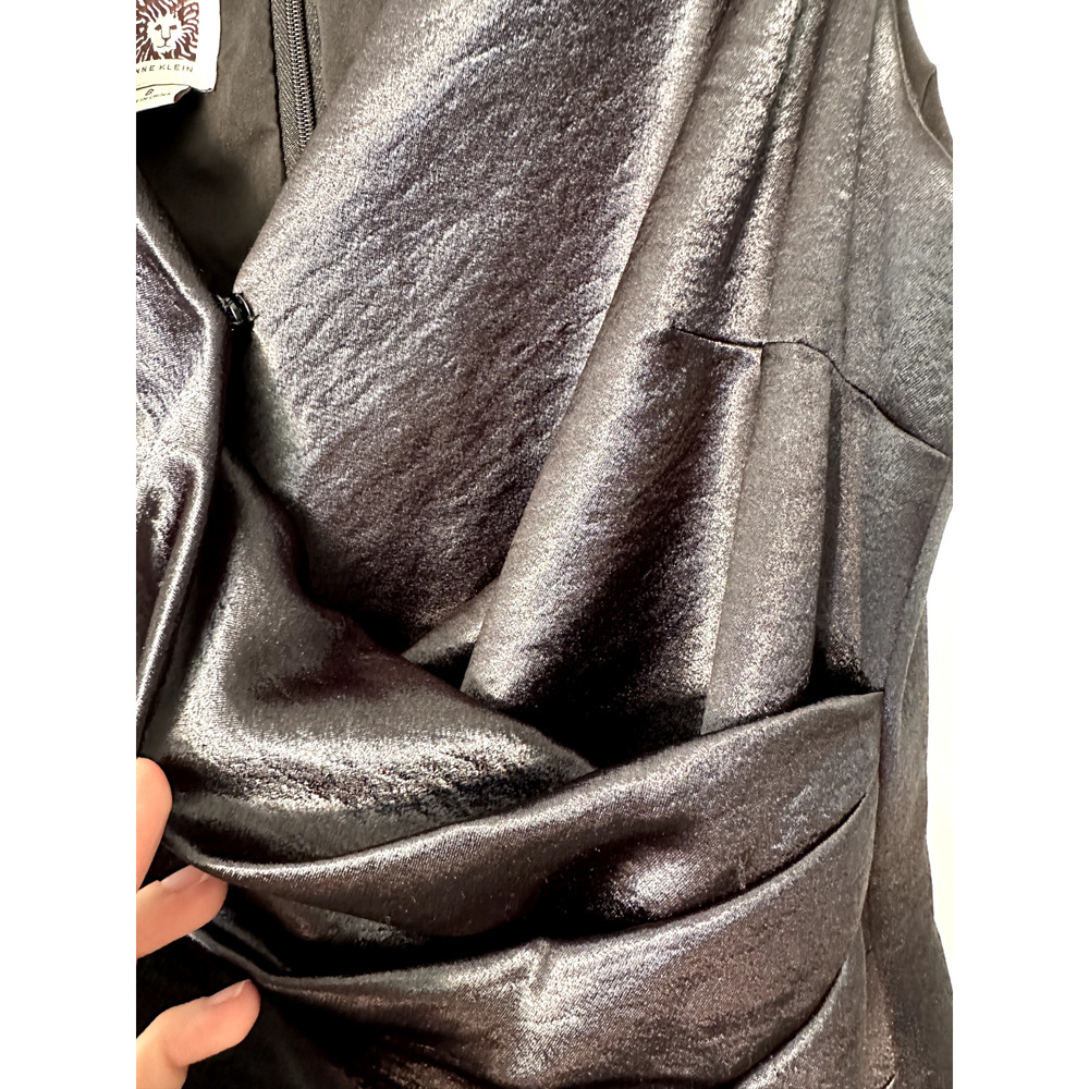 Anne Klein Vintage Black Satin Sleeveless Ruched Cocktail Dress Womens Size 8 - Picture 5 of 9